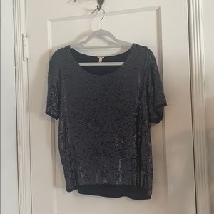 Navy Sequin JCrew Top